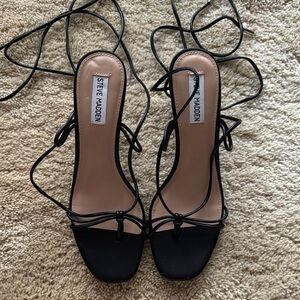 Steve Madden Black Heels with Strappy Design